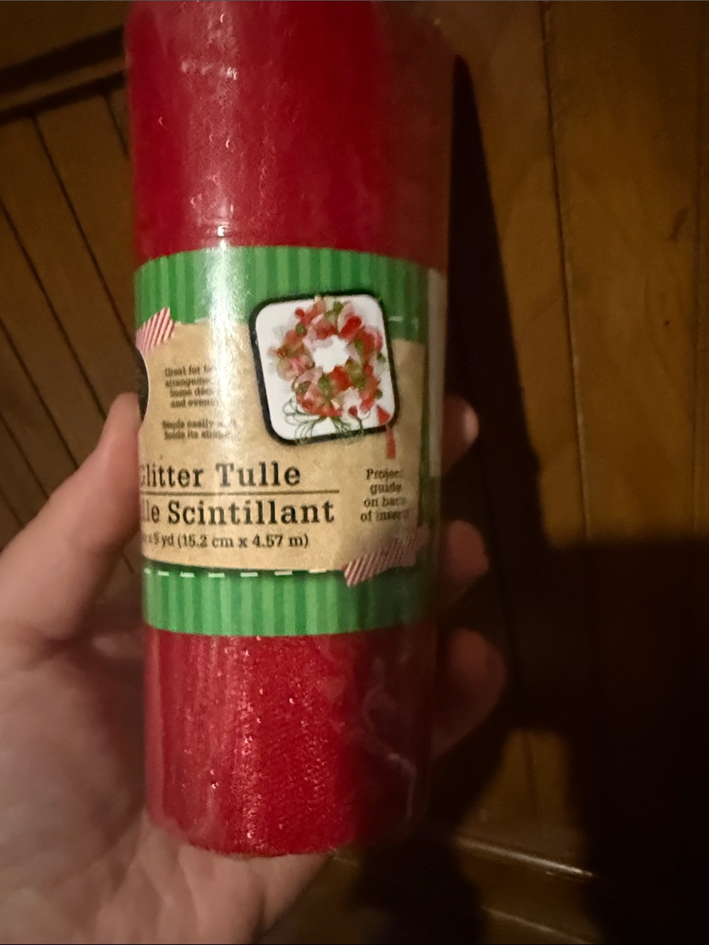 Crafters square Glitter Tulle Roll - Red -